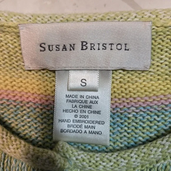 Susan Bristol Size S Short Sleeve Sweater Cardigan Beaded Flamingos 2001 NEW - Picture 6 of 8